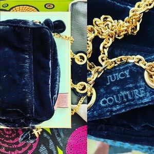 💋 EUC JUICY COUTURE 2008 CROSSBODY VELVET BOW METAL CHAIN BAG PURSE Retail $178